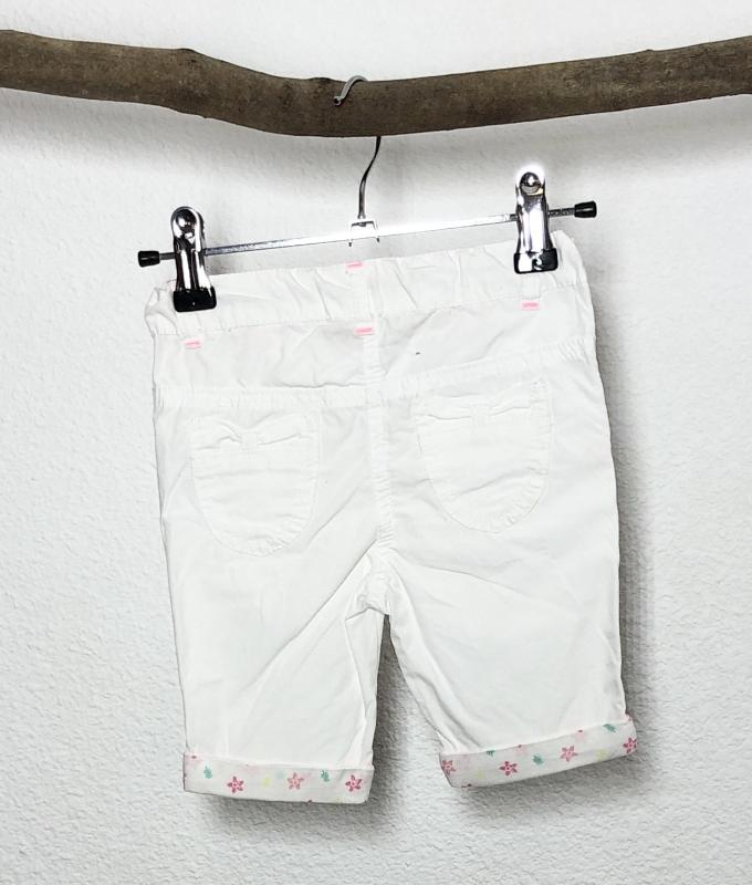 Short-pantacourt Blanc Pour Fille De 12 Mois OBAIBI - 100% Coton, Avec Ceinture Rose, Occasion Très Bon état